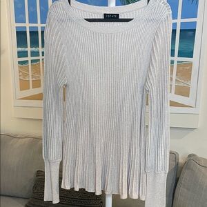 1. State Women's Light Pink with Shimmer Ribbed Long Sleeve Top